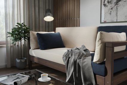 Диван Арско Домино трехместный сине-бежевый Длина 178 см