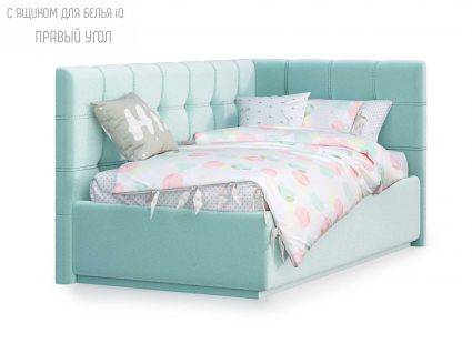 Кровать Nuvola Sabina угловая Velutto 14 (с подъемным механизмом) 90х190