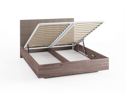 Кровать Сонум Luiza Ясень Анкор + Рогожка Песочная (с подъемным механизмом) 140х200