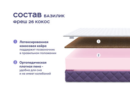 Кровать Димакс Риос с п/м + матрас Базилик Фреш 26 Кокос 1425