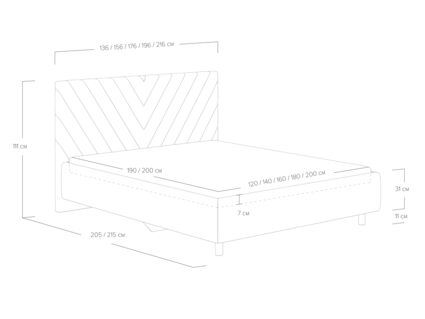 Кровать Сонум Vivien Марсель светло-серый (с подъемным механизмом) 160х190