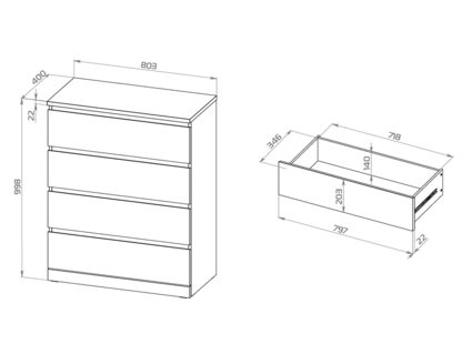 Комод Гуд Лакк Варма 4 ясень черный 40х80