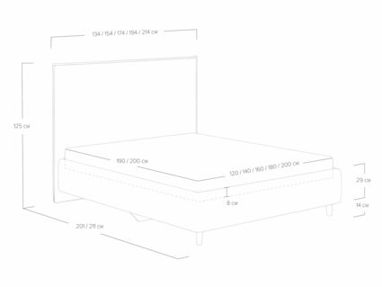Кровать Сонум Eveline Рогожка Деним 90х190