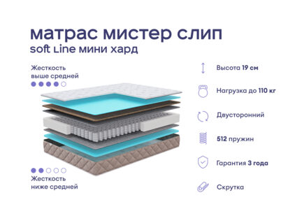 Кровать Димакс Лероса + матрас Мистер Слип Soft Line Мини Хард 1425
