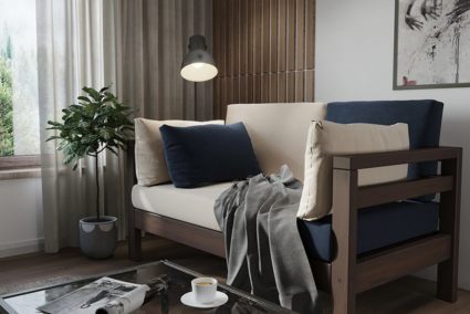 Диван Арско Домино Мини двухместный сине-бежевый Длина 141 см