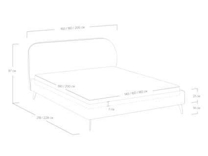 Кровать Сонум Katrin Кашемир Голубой 160х190