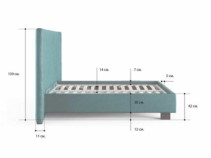 Кровать Сонум Barbara Рогожка Графит 180х190
