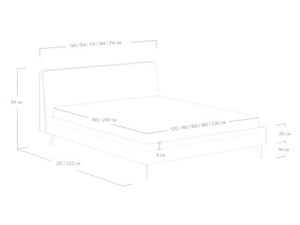Кровать Сонум Boston Рогожка пепельный 120х200